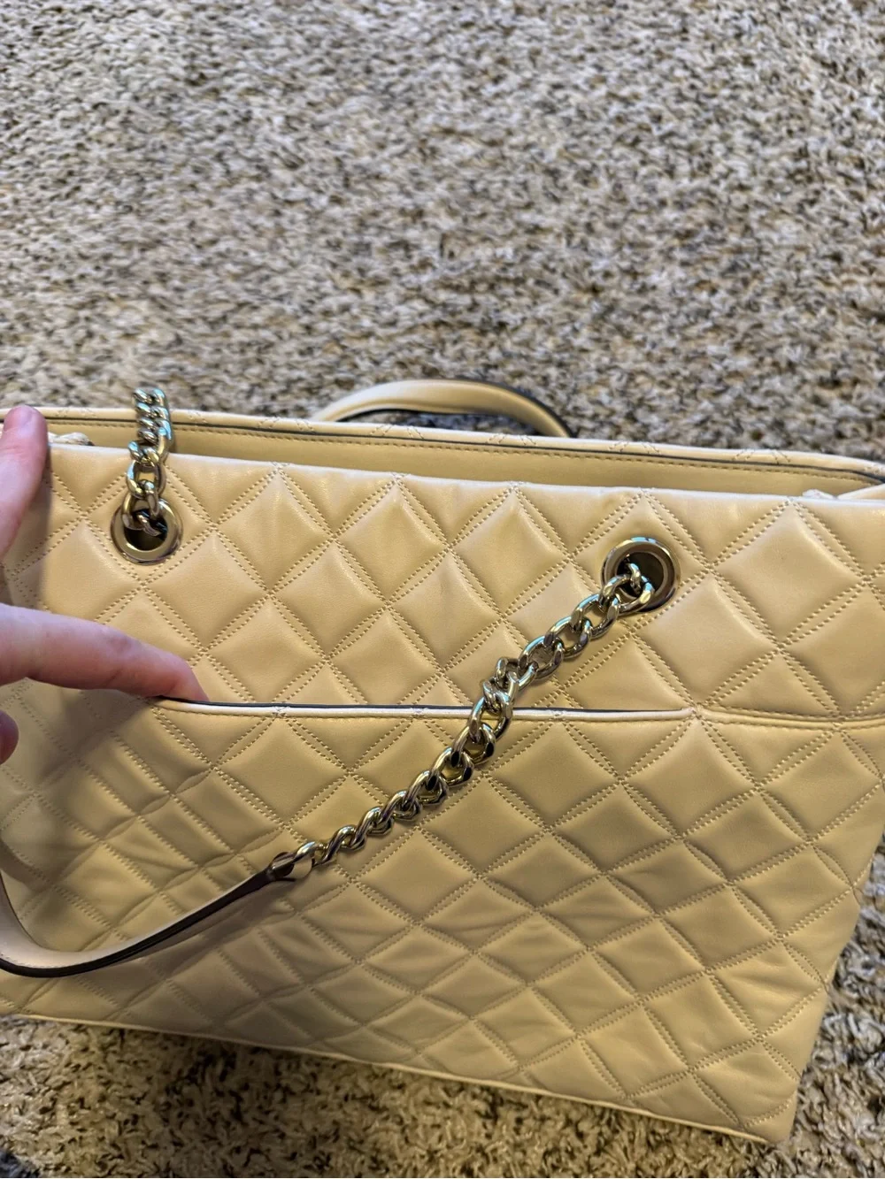 kate spade White Quilted Chain-Handle Tote
